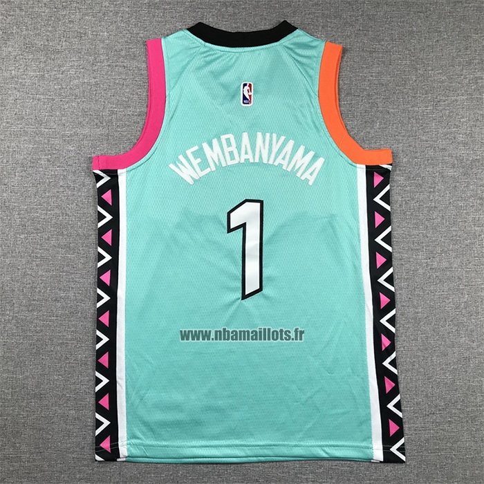 Maillot Enfant San Antonio Spurs Victor Wembanyama NO 1 Ville 2022-23 Vert